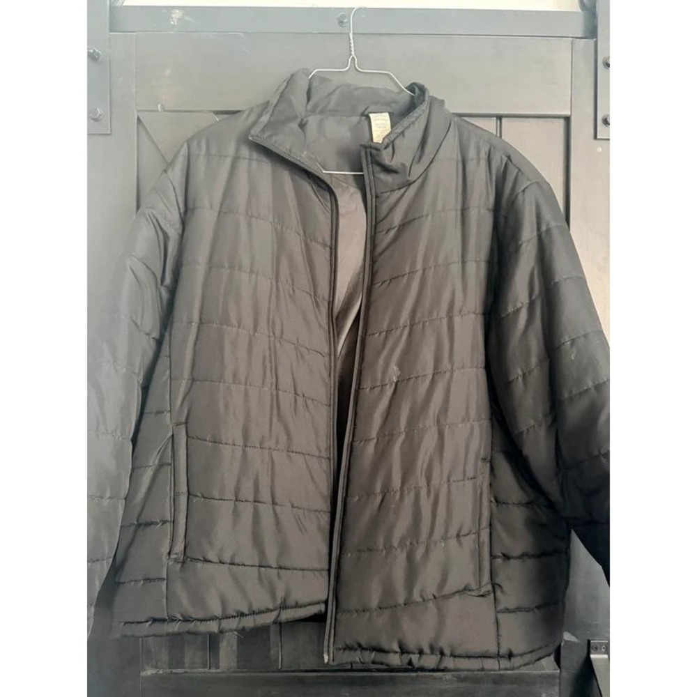 Faded Glory Mens Black Puffer Jacket Quilted Full Zip Coat 2XL 50-52 Q16